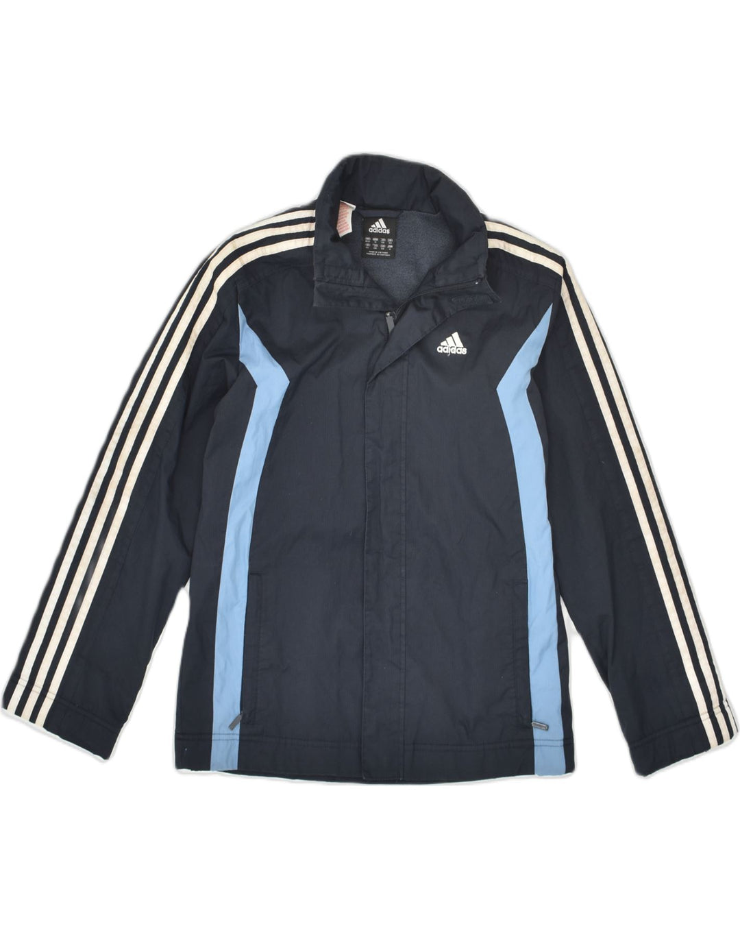 ADIDAS Boys Hooded Tracksuit Top Jacket 11-12 Years Navy Blue Colourblock | Vintage Adidas | Thrift | Second-Hand Adidas | Used Clothing | Messina Hembry 