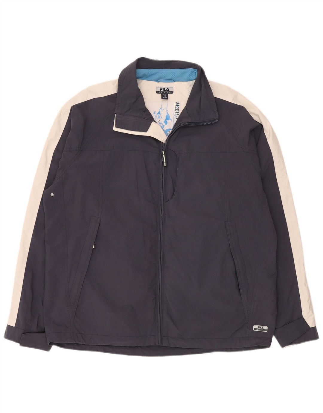 Giacca a vento da uomo FILA IT 50 Large Blu Navy Colourblock in poliammide