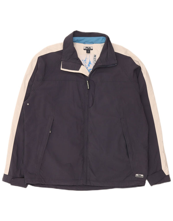 Giacca a vento da uomo FILA IT 50 Large Blu Navy Colourblock in poliammide