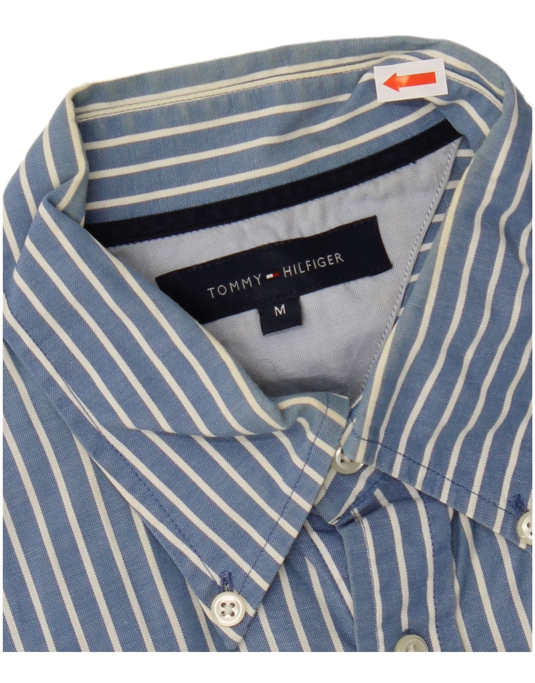 TOMMY HILFIGER Camicia da uomo in cotone gessato blu medio