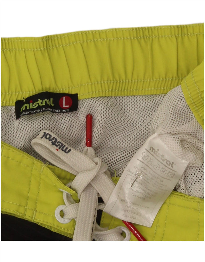 Pantaloncini da bagno grafici da uomo Mistral grandi in poliestere mimetico verde