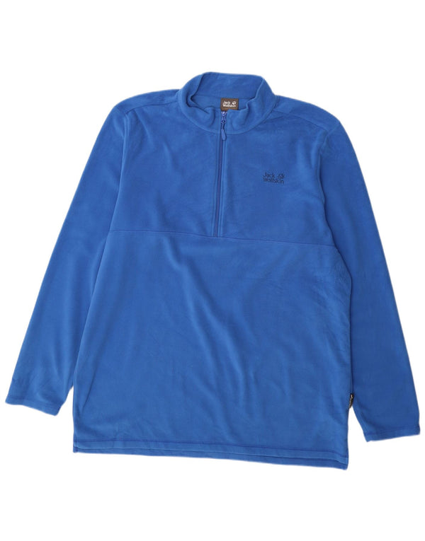 Maglione in pile da uomo con zip e collo Jack Wolfskin UK 50 3XL poliestere blu