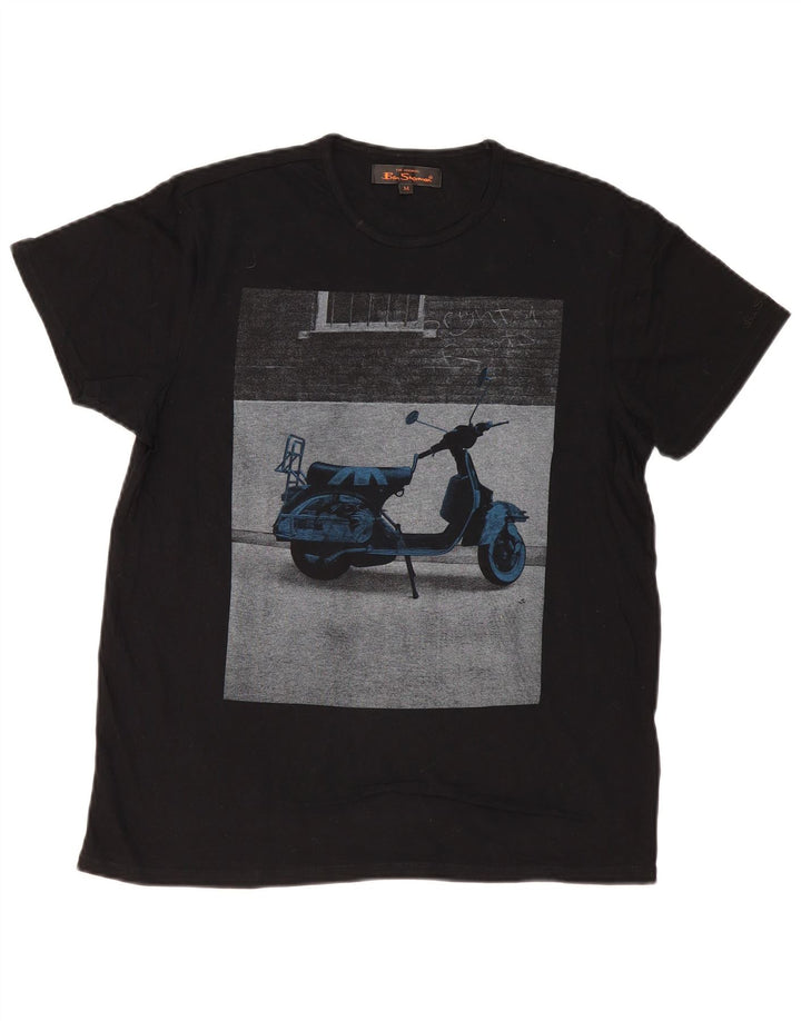 T-shirt grafica da uomo Ben Sherman Top in cotone nero medio