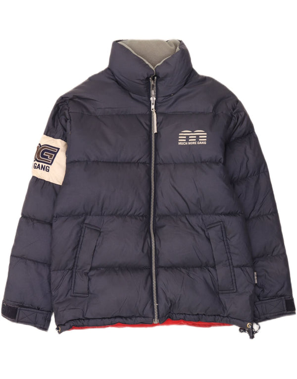 Molto più giacca imbottita con grafica da uomo UK 38 Medium Navy Blue Colourblock