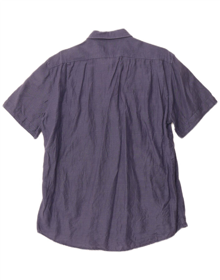 Camicia militare a maniche corte da uomo VINTAGE grande blu navy