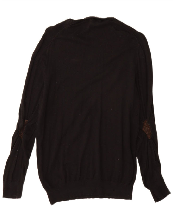 Massimo Dutti Maglione da uomo con scollo a barchetta piccolo in cotone nero
