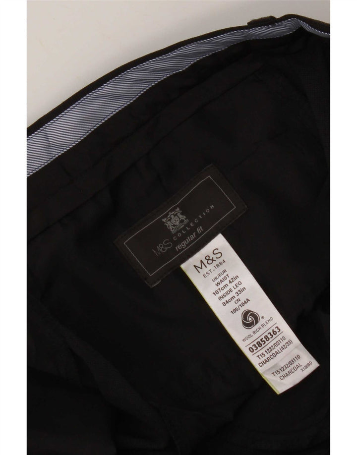 Pantaloni da abito vestibilità regolare da donna Marks & Spencer W42 L33 lana grigia