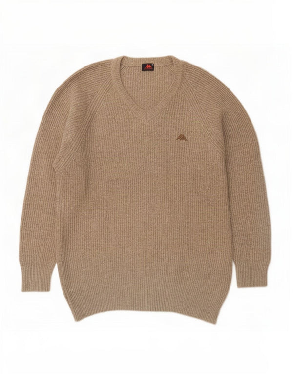 Maglione Kappa da uomo con scollo a V 2XL lana merino beige
