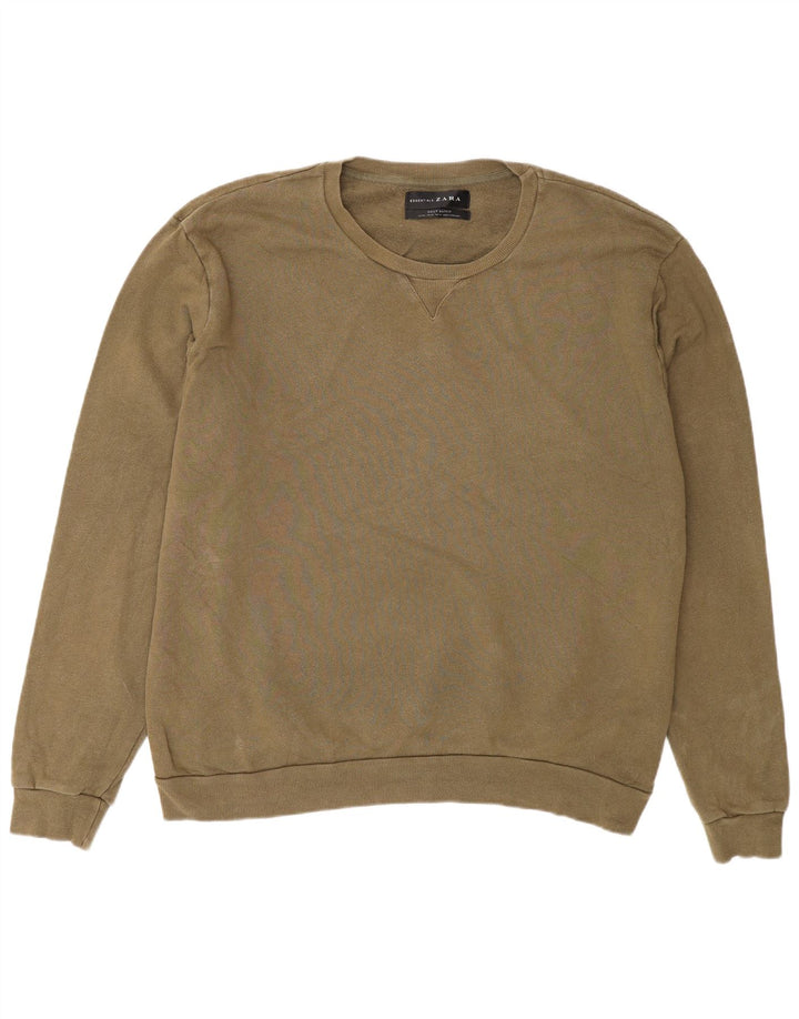 Felpa Zara da uomo maglione 2XL cotone kaki