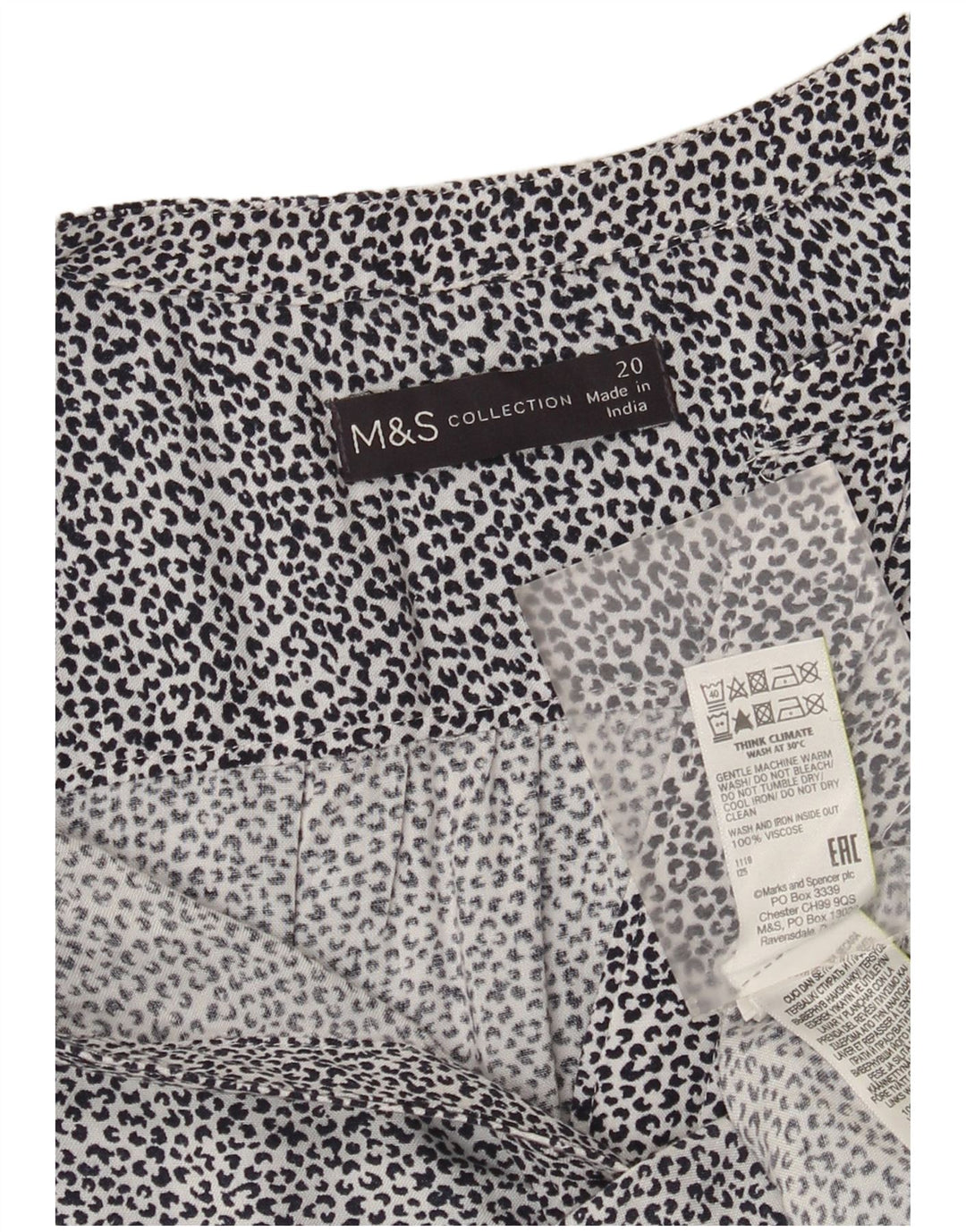 Marks & Spencer Camicia Pullover da Donna Camicetta UK 20 2XL Bianca Stampa Animalier