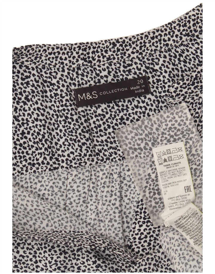 Marks & Spencer Camicia Pullover da Donna Camicetta UK 20 2XL Bianca Stampa Animalier