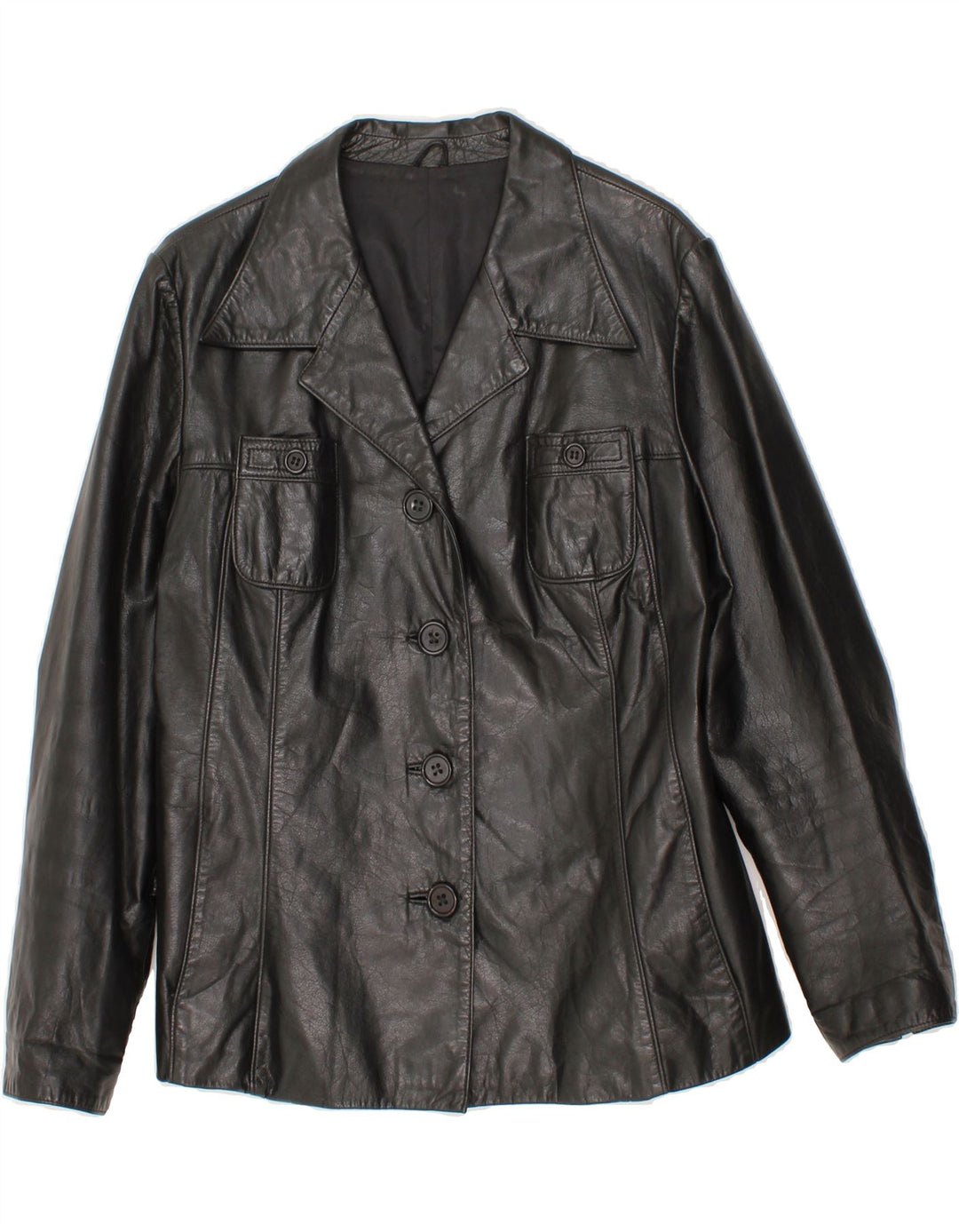 VINTAGE Womens Leather Jacket UK 12 Medium Black Leather Vintage Vintage and Second-Hand Vintage from Messina Hembry 