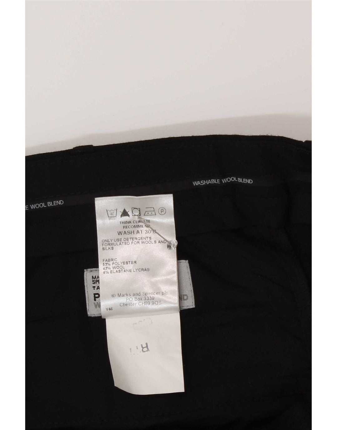 Pantaloni da abito con pegging da uomo Marks & Spencer W38 L29 poliestere nero
