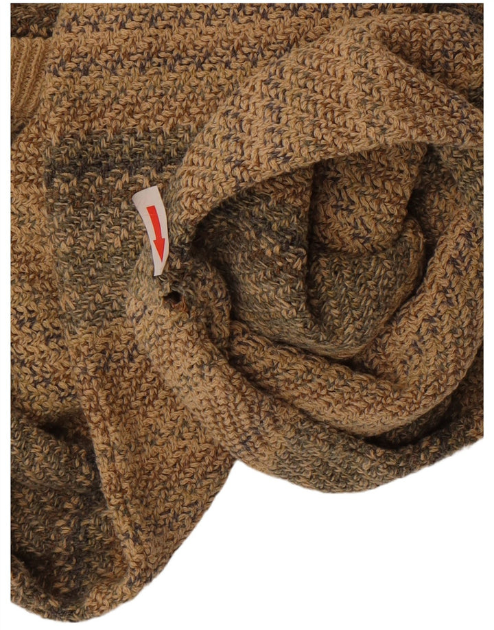 Maglione vintage da uomo con scollo a V a righe beige medio