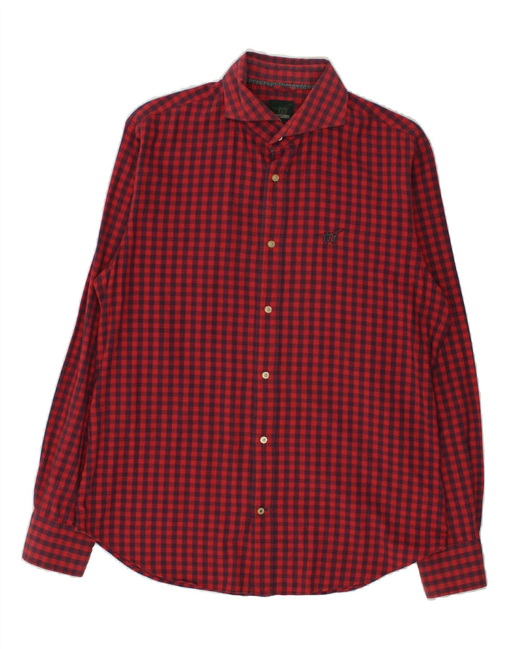 HENRY COTTONS Mens Shirt Size 41 Medium Red Gingham Cotton | Vintage Henry Cottons | Thrift | Second-Hand Henry Cottons | Used Clothing | Messina Hembry 
