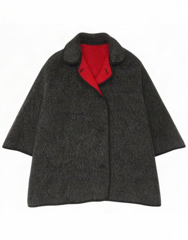 Cappotto vintage da donna reversibile a mantella Taglia unica Grigio