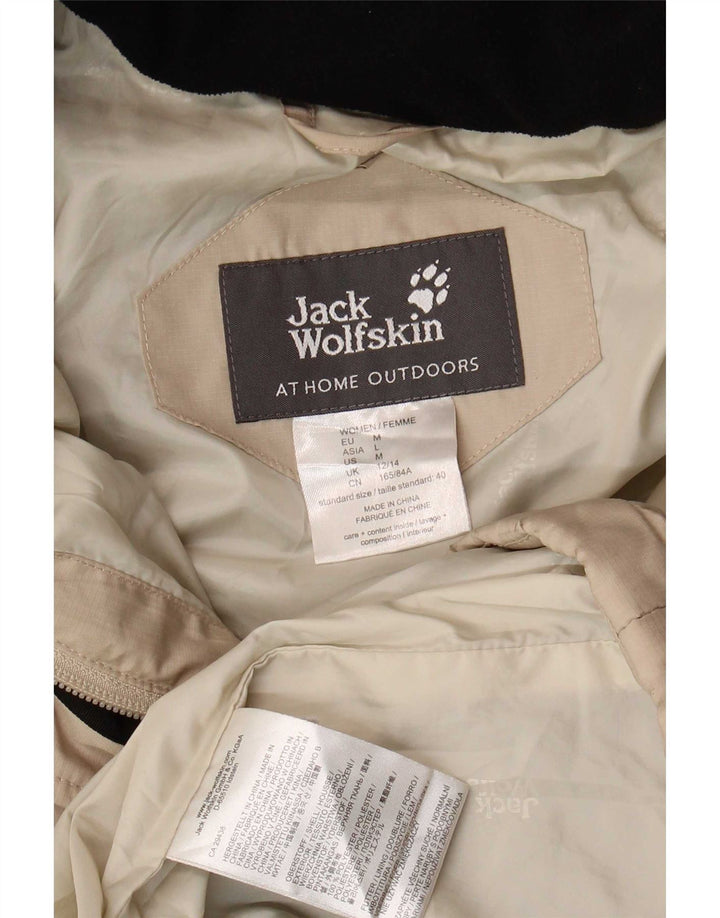 Cappotto imbottito con cappuccio da donna Jack Wolfskin UK 12/14 Poliestere beige medio