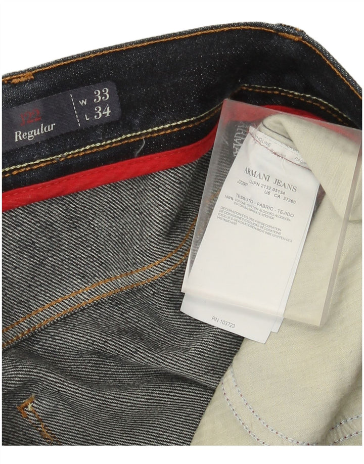 Armani Jeans Jeans dritti regolari da uomo W33 L31 in cotone blu navy
