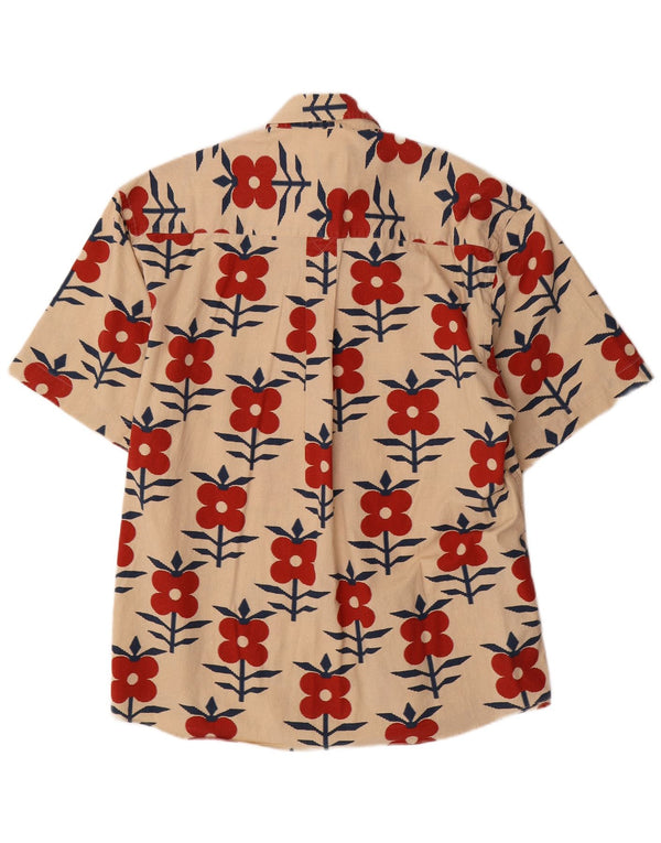 MINO LOMBARDI Camicia a maniche corte da uomo Taglia 16 41 Grande floreale beige