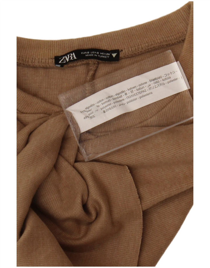 Canotta da donna Zara UK 10 piccola in cotone marrone