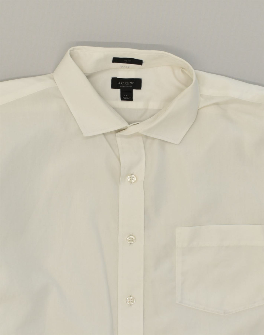 J. CREW Mens NON - IRON Slim Fit Shirt Large White Cotton | Vintage J. Crew | Thrift | Second-Hand J. Crew | Used Clothing | Messina Hembry 