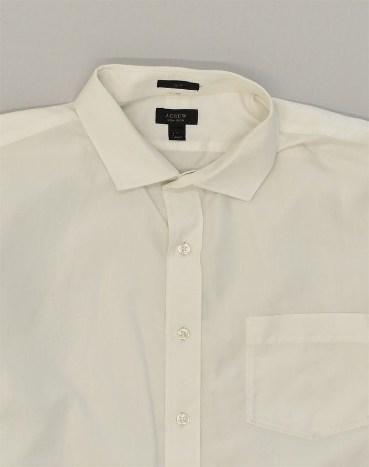J. CREW Mens NON - IRON Slim Fit Shirt Large White Cotton | Vintage J. Crew | Thrift | Second-Hand J. Crew | Used Clothing | Messina Hembry 