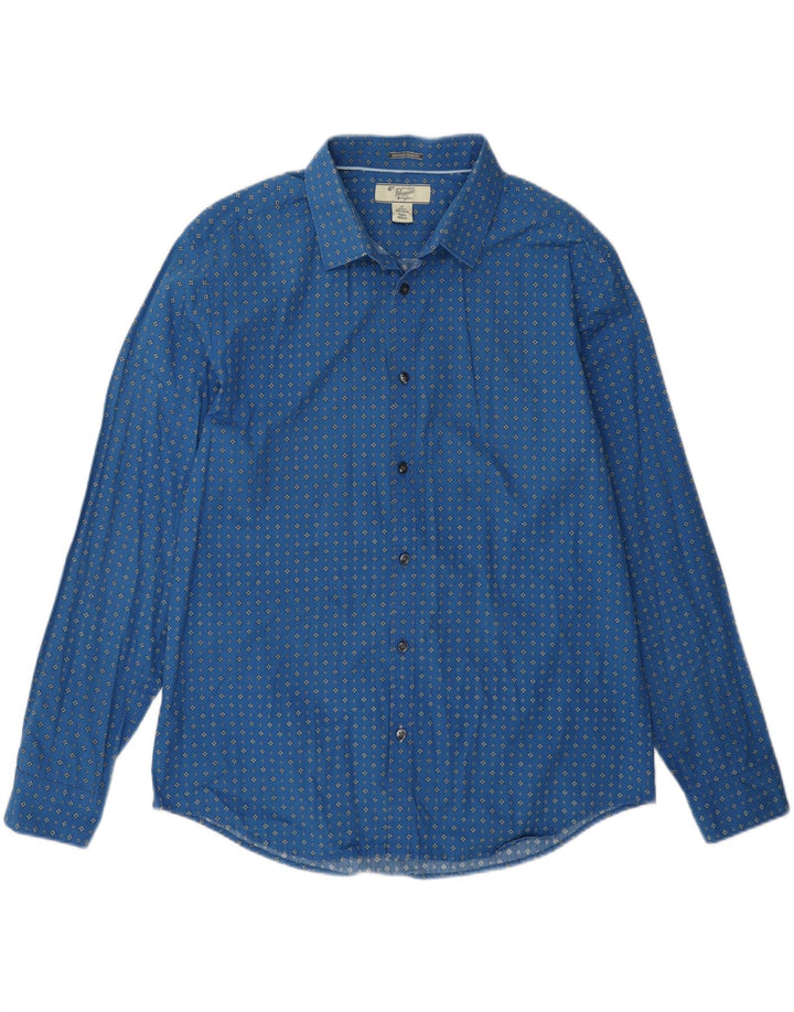 PENGUIN Mens Heritage Abstract Pattern Slim Fit Shirt Size 17 XL Blue Vintage Penguin and Second-Hand Penguin from Messina Hembry 