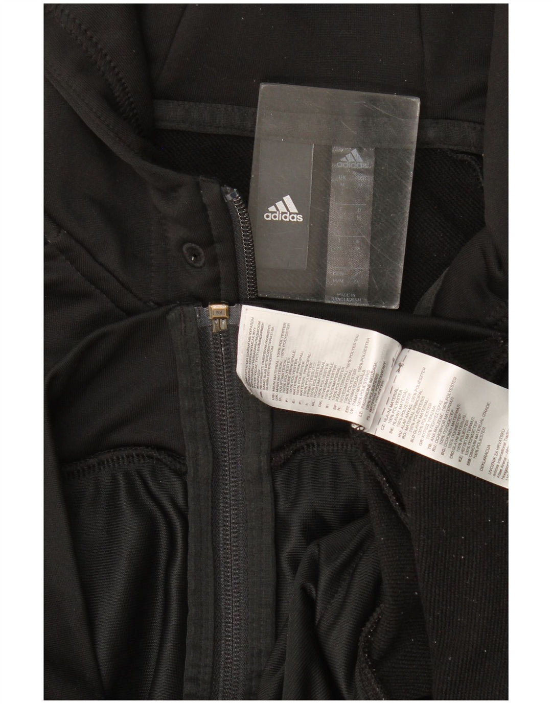Maglione con cappuccio e zip Adidas da uomo in poliestere nero medio