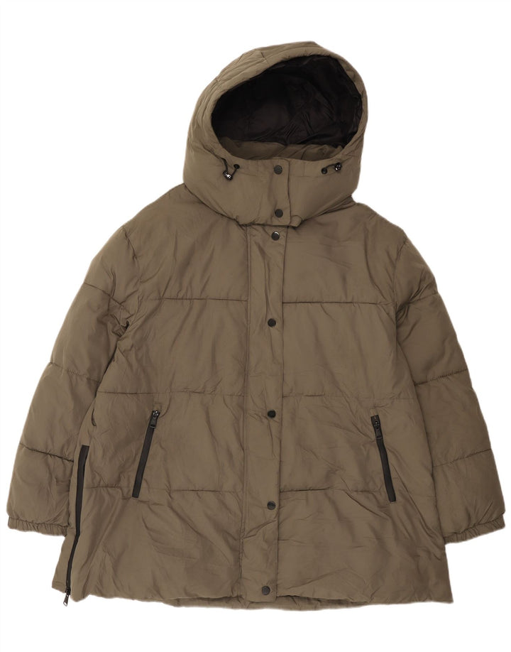Giacca imbottita oversize con cappuccio da donna Zara UK 18 XL poliestere grigio