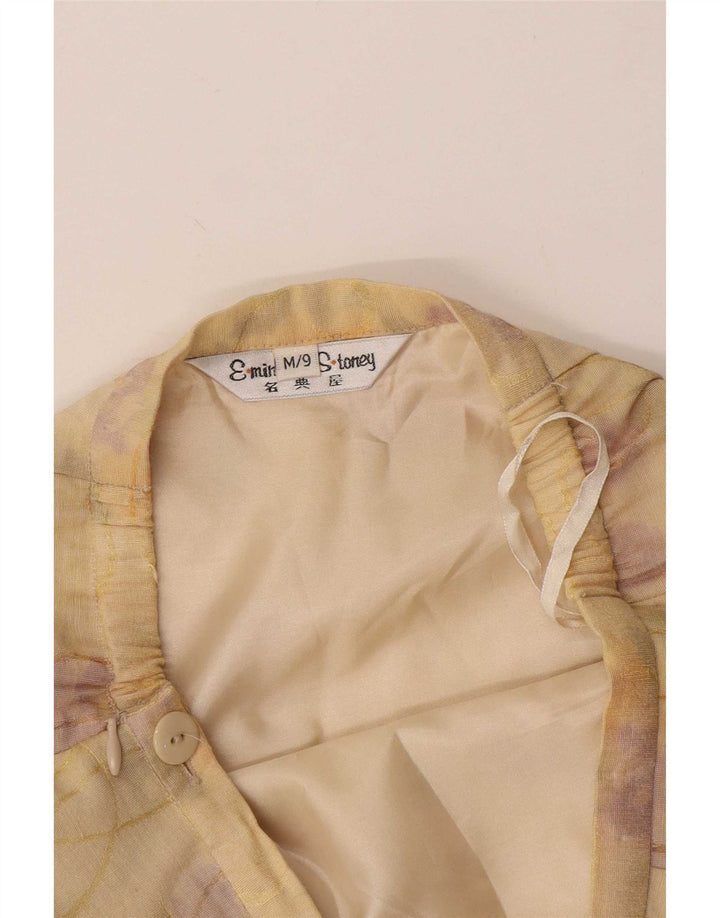 Gonna a trapezio da donna vintage media W24 floreale gialla