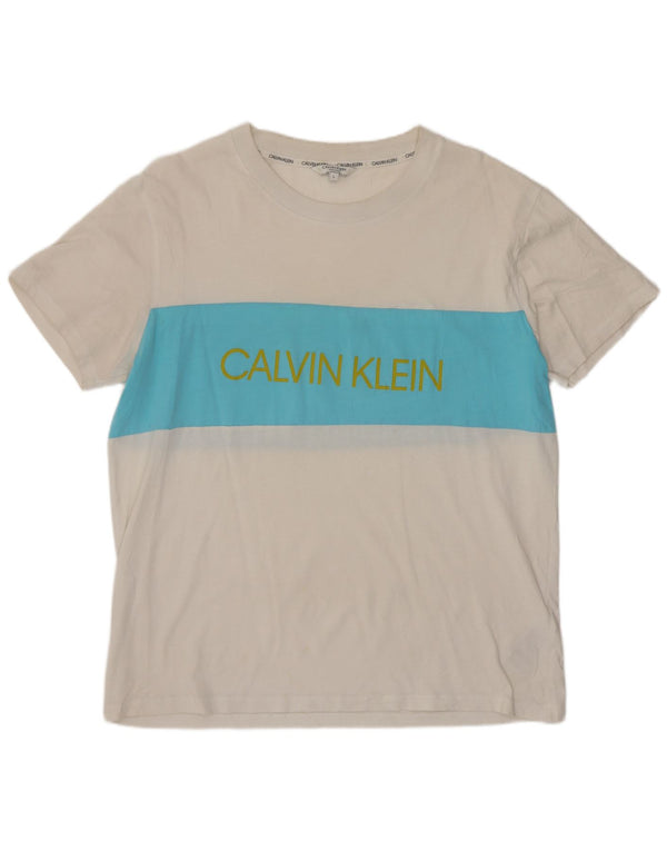 Maglietta grafica da donna Calvin Klein Top UK 16 Large White Colourblock