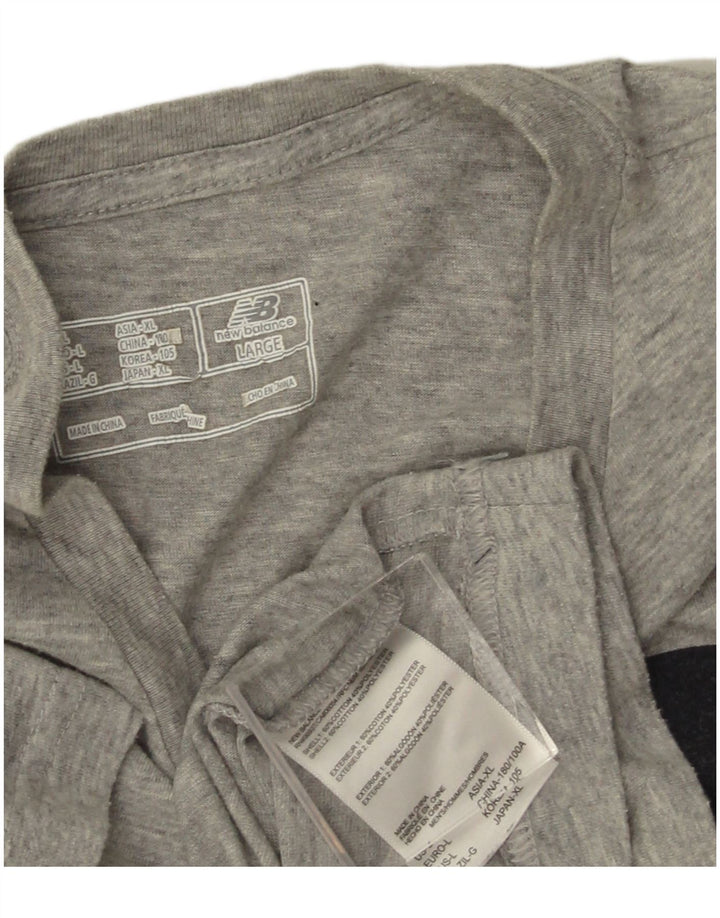 NEW BALANCE T-shirt grafica da uomo Top grande in cotone chiazzato grigio