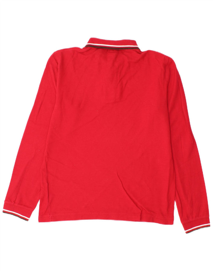 Polo da uomo a maniche lunghe Fila Small in cotone rosso