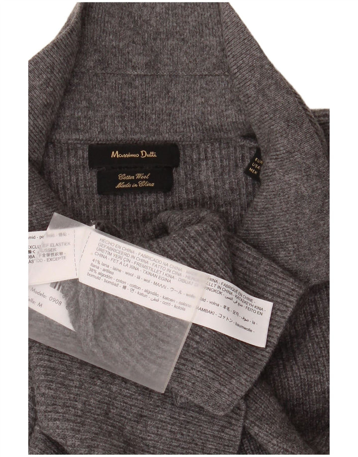 Massimo Dutti Maglione da uomo con collo alto in lana grigio medio