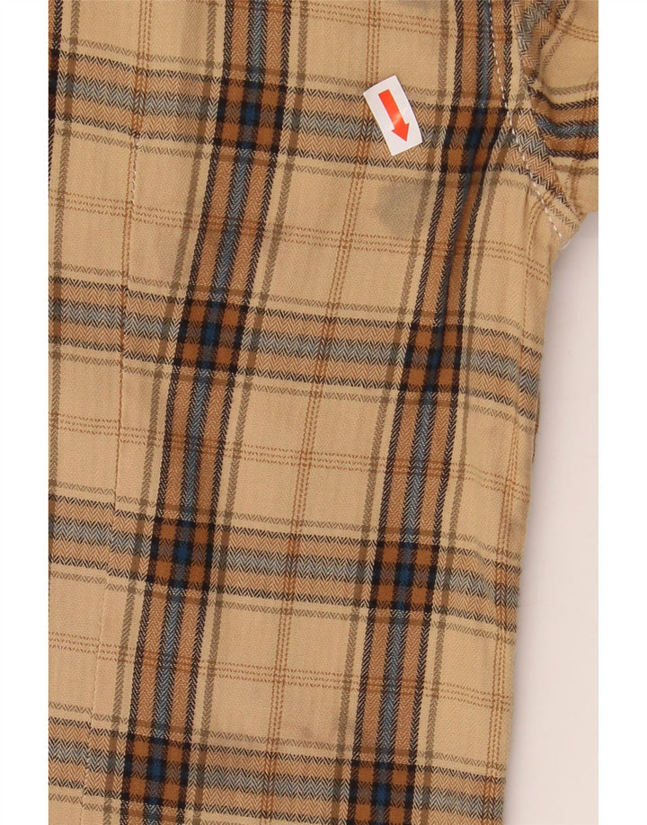 Camicia Guess da uomo in flanella di cotone a quadri beige piccolo