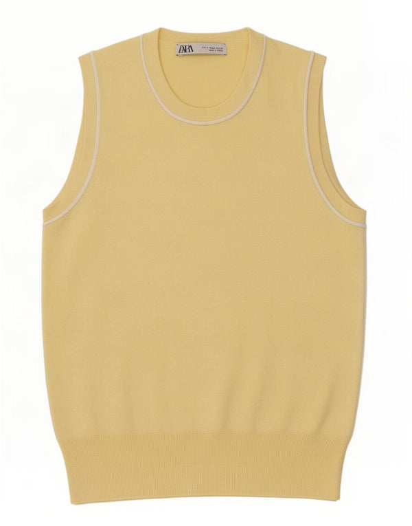 Zara Womens Vest Tank Top UK 10 Small Yellow