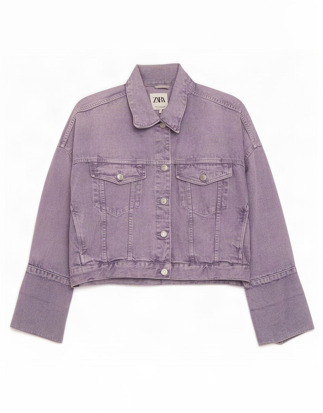 Giacca di jeans oversize da donna Zara UK 14 cotone viola medio