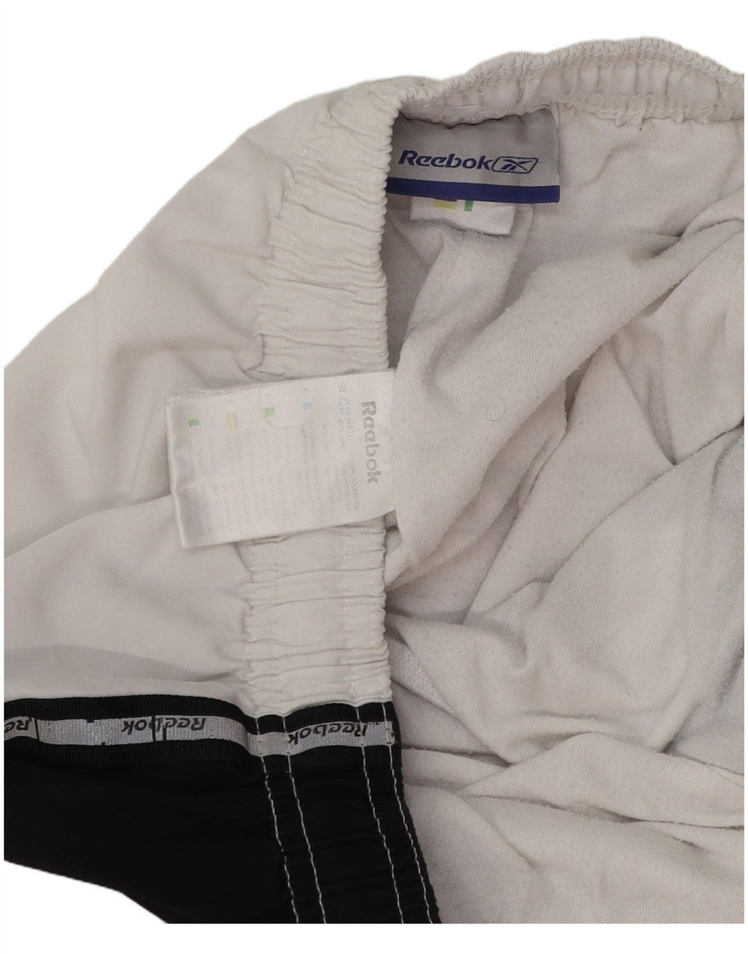 Pantaloni da tuta grafica Reebok da uomo in poliestere color block bianco medio