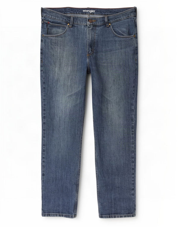 Jeans dritti regolari da uomo Wrangler W36 L30 cotone blu