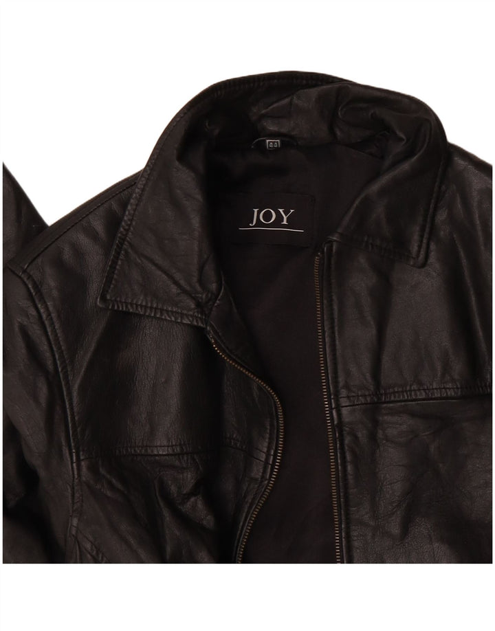 JOY Womens Oversized Leather Jacket IT 44 Medium Black Leather