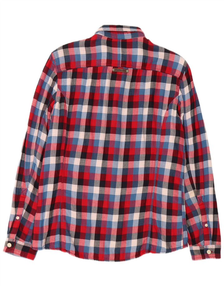 Camicia Diesel da uomo in flanella di cotone a quadri rossi medi
