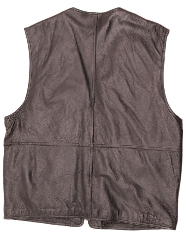Gilet multiuso in pelle vintage da uomo IT 52 XL Nero