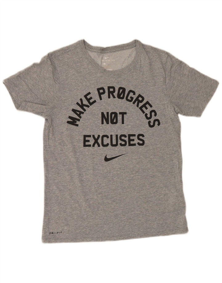 T-shirt grafica Nike Dri Fit da uomo, piccola, in cotone grigio