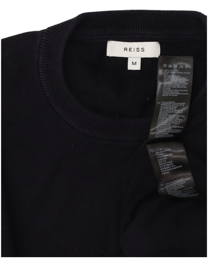 Maglione maglione girocollo da uomo Reiss in cotone blu navy medio