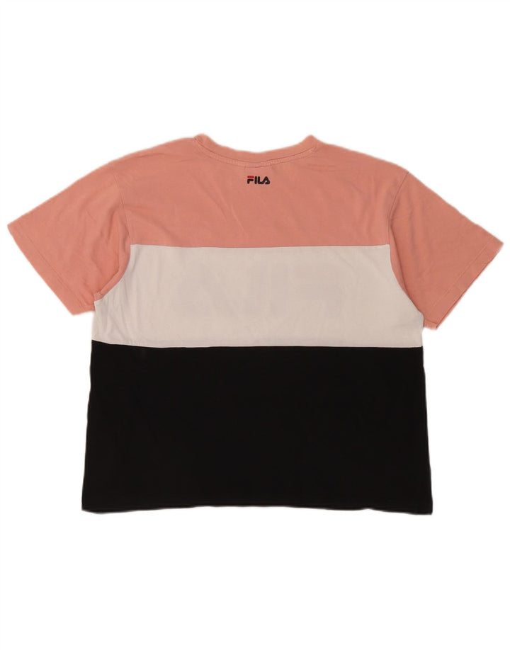 T-shirt grafica corta da donna Fila Top UK 14 Medium multicolore Colourblock
