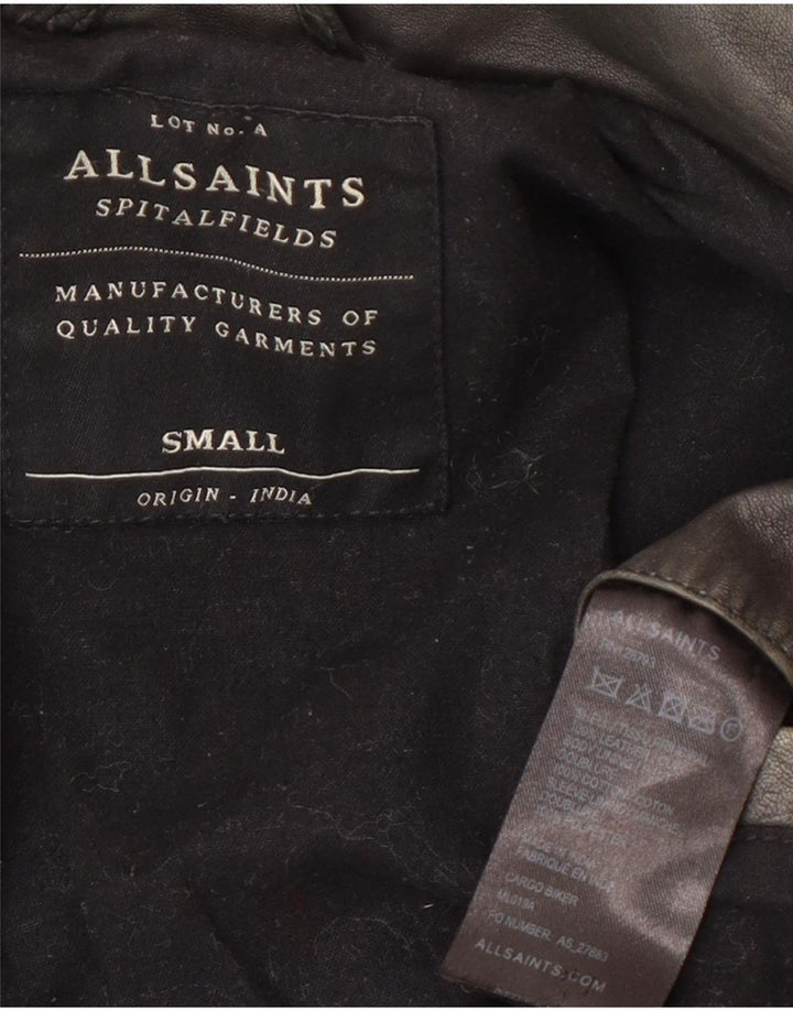 Giacca in pelle da motociclista da uomo All Saints UK 36 piccola grigia