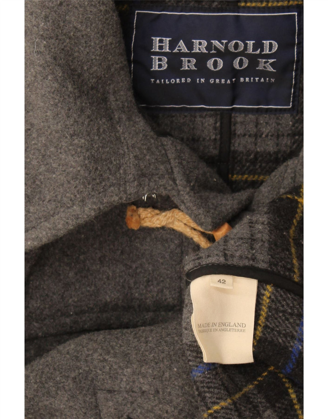 Montgomery con cappuccio da uomo vintage UK 42 XL in lana grigia