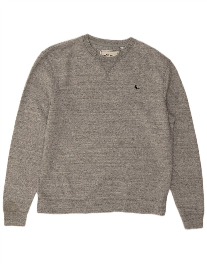 Felpa da uomo Jack Wills Maglione in cotone screziato grigio medio