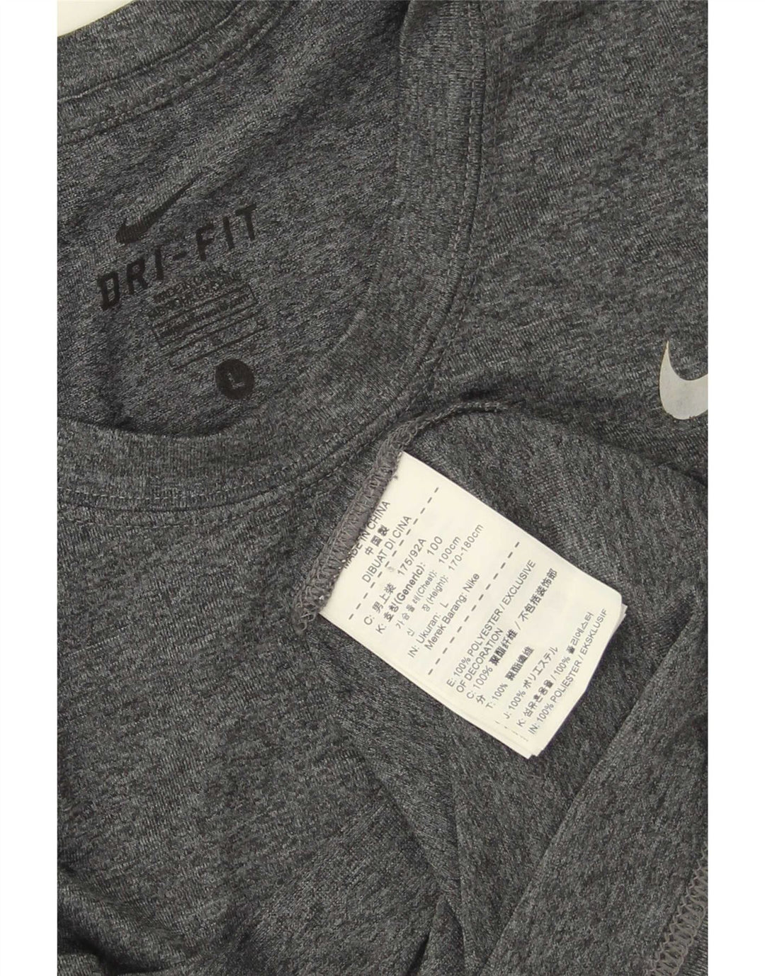 T-shirt Nike Dri Fit da uomo, grande, in poliestere chiazzato grigio