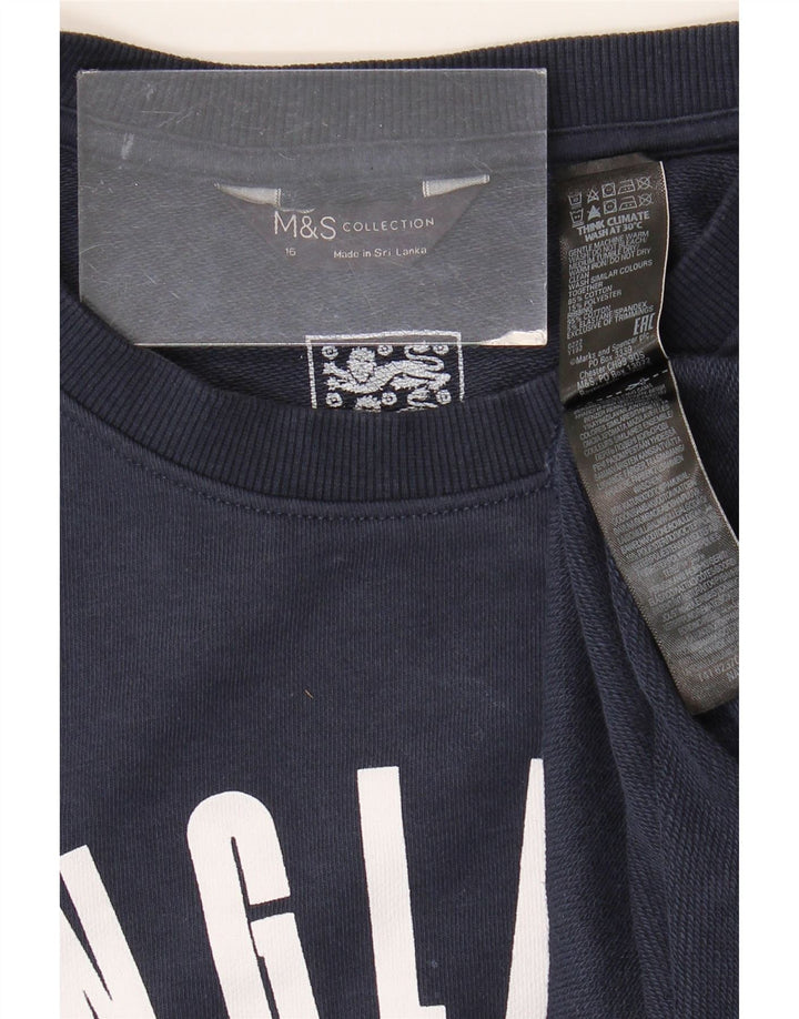 Felpa da donna Marks & Spencer England Jumper UK 16 Large Blu Navy